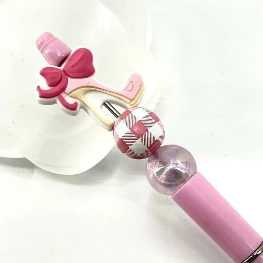 High heel bow Barbiecore handmade pen NEW beads rhinestone bling hot pink shoes